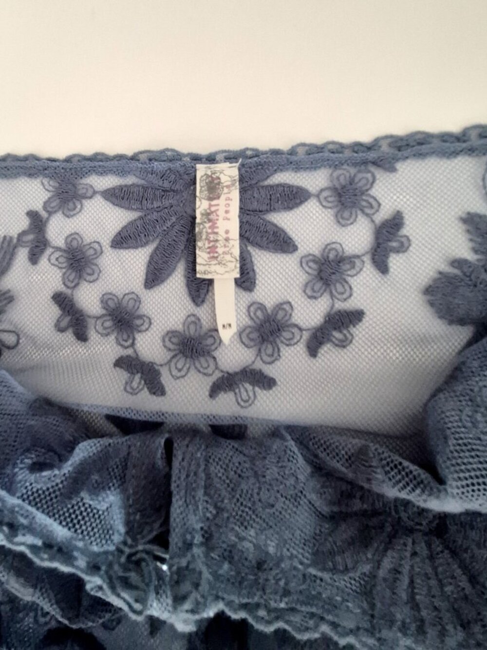 Free People Intimately Sheer Floral Lace Maxi Duster Slip Dress Blue Size M Rare - Picture 5 of 10